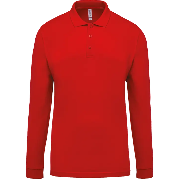 Polo piqué manches longues homme Red