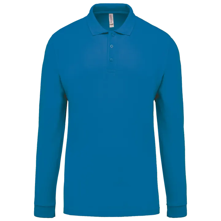 Polo piqué manches longues homme Tropical Blue