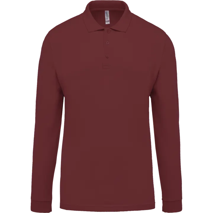 Polo piqué manches longues homme Wine