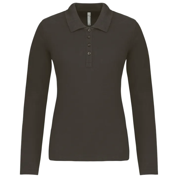 Polo piqué manches longues femme Dark Grey