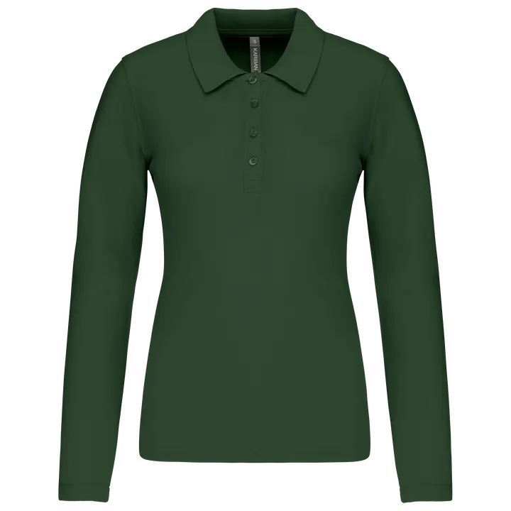 Polo piqué manches longues femme Forest Green
