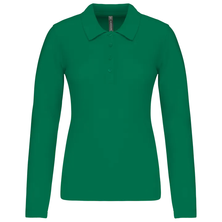 Polo piqué manches longues femme Kelly Green