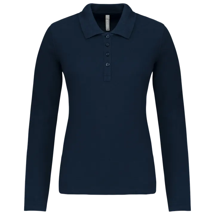Polo piqué manches longues femme Navy