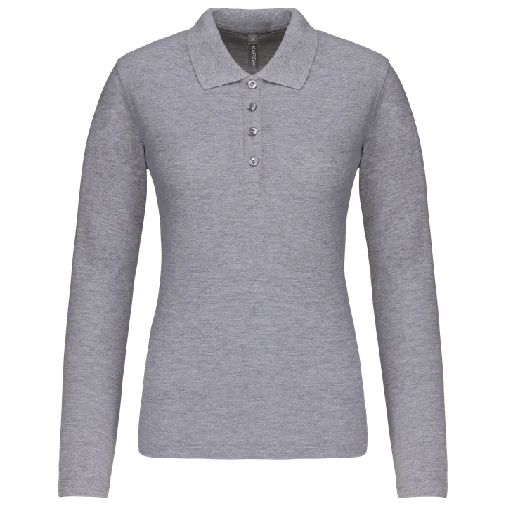 Polo piqué manches longues femme Oxford Grey