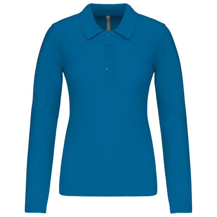 Polo piqué manches longues femme Tropical Blue