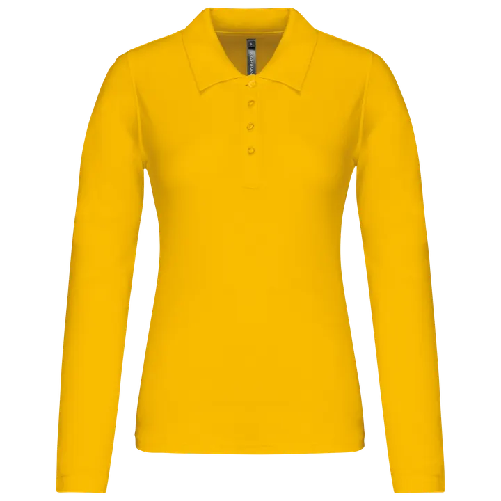 Polo piqué manches longues femme Yellow