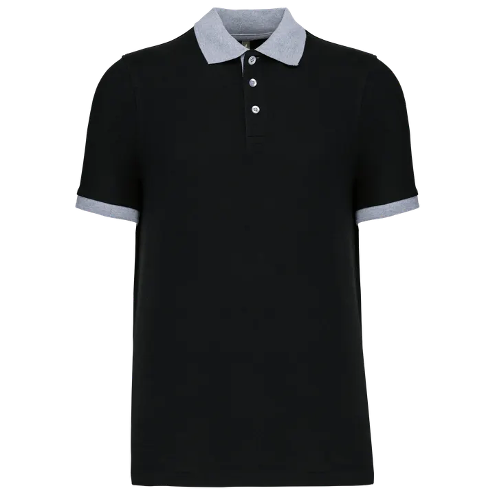 Zweifarbiges Piqué-Polohemd für Herren Black / Oxford Grey