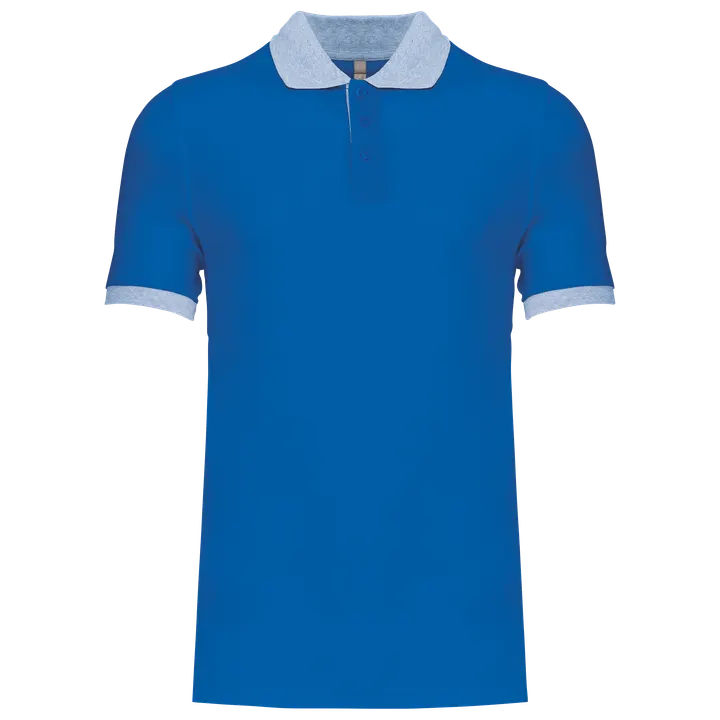 Zweifarbiges Piqué-Polohemd für Herren Light Royal Blue / Oxford Grey