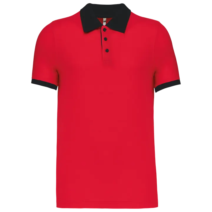 Zweifarbiges Piqué-Polohemd für Herren Red / Black