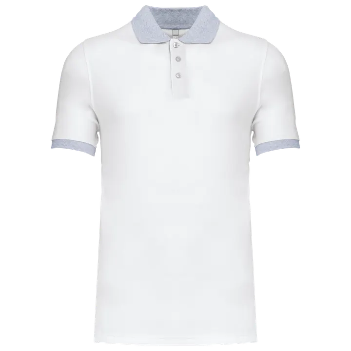 Zweifarbiges Piqué-Polohemd für Herren White / Oxford Grey