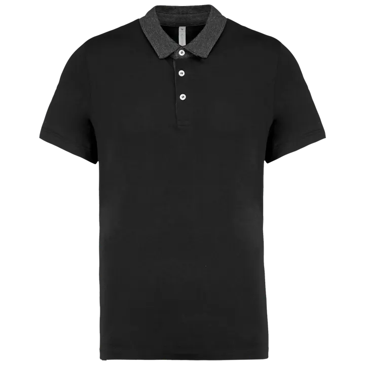 Polo jersey bicolore homme Black / Dark Grey Heather