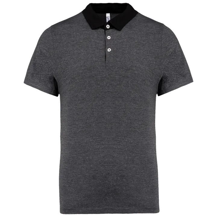 Polo jersey bicolore homme Dark Grey Heather / Black