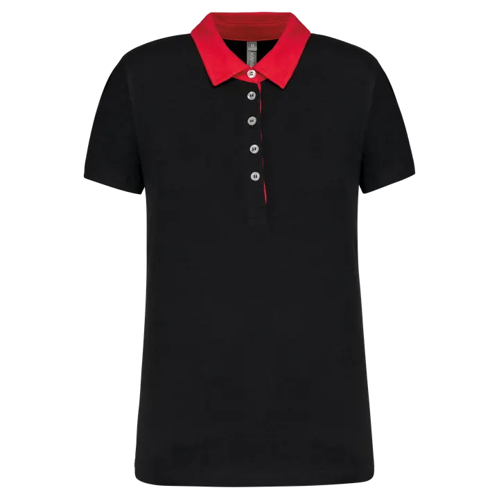 Zweifarbiges Jersey-Polohemd für Damen Black / Red
