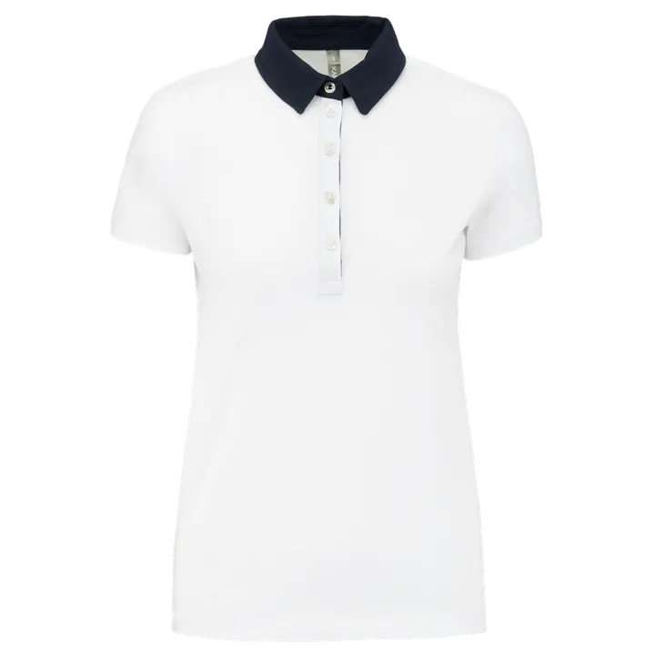 Zweifarbiges Jersey-Polohemd für Damen White / Navy