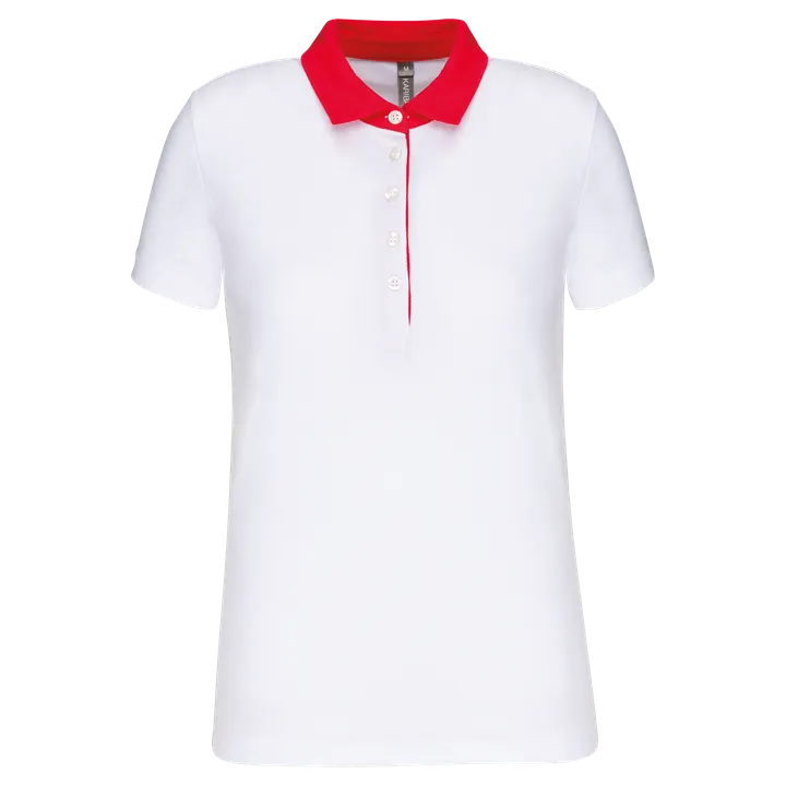 Zweifarbiges Jersey-Polohemd für Damen White / Red