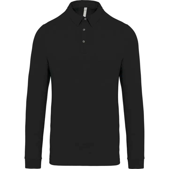 Langarm-Polohemd für Herren aus Jersey Black