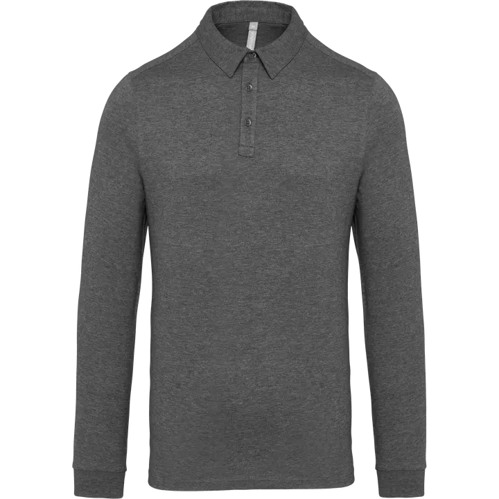 Langarm-Polohemd für Herren aus Jersey Grey Heather