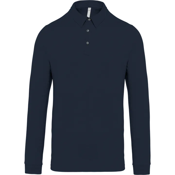 Langarm-Polohemd für Herren aus Jersey Navy