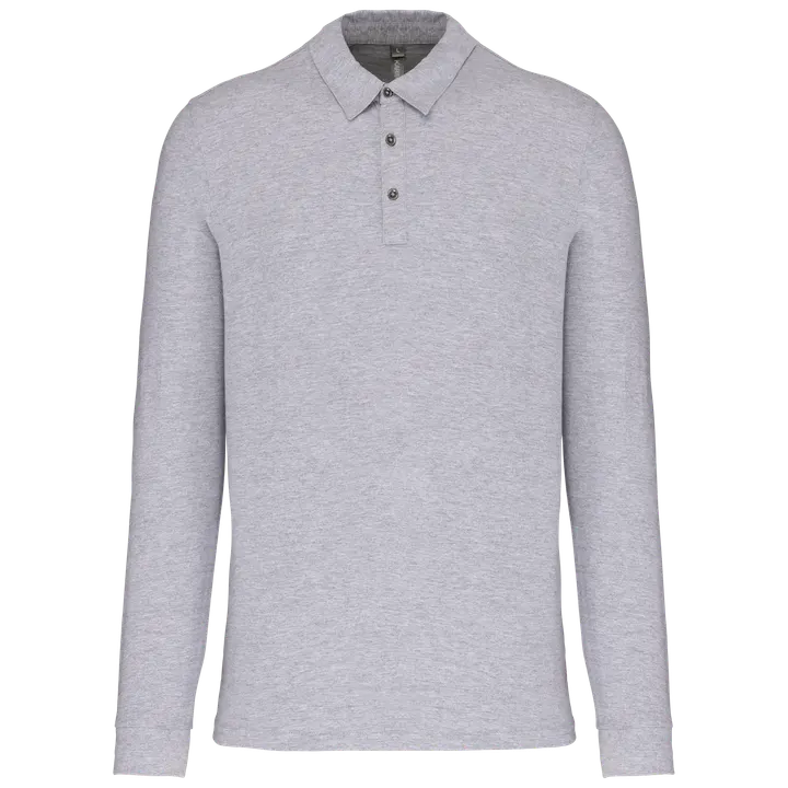 Langarm-Polohemd für Herren aus Jersey Oxford Grey