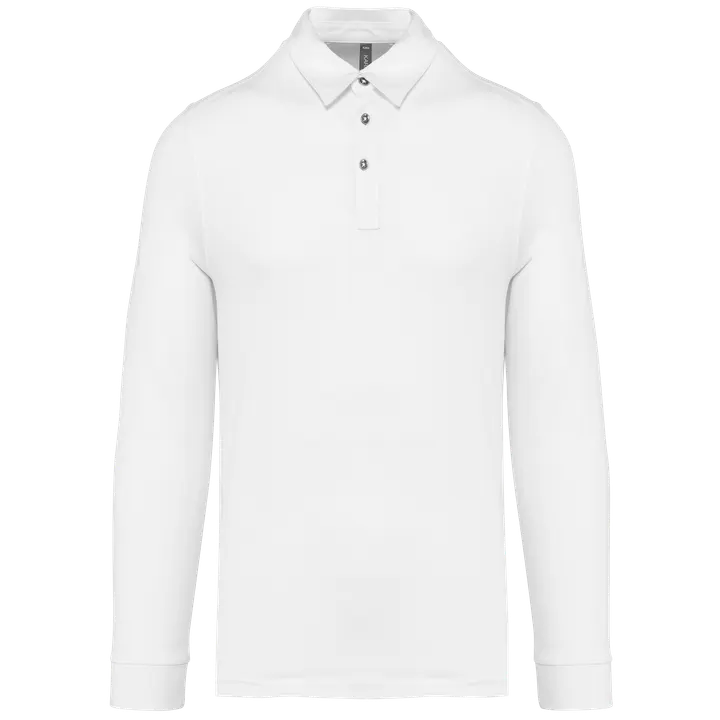 Langarm-Polohemd für Herren aus Jersey White