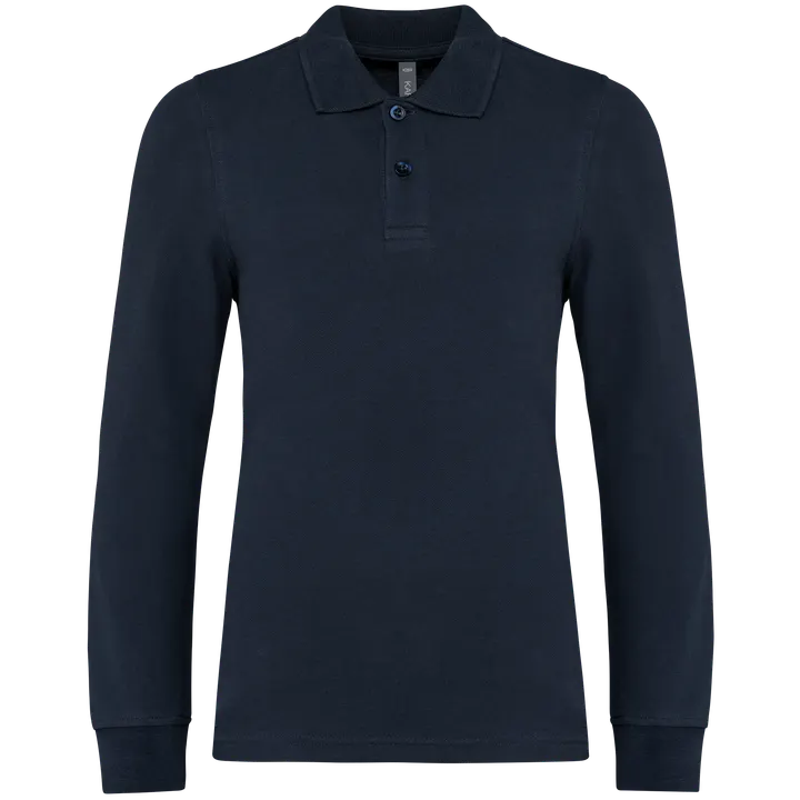 Polohemd mit langen Ärmeln für Kinder. Navy