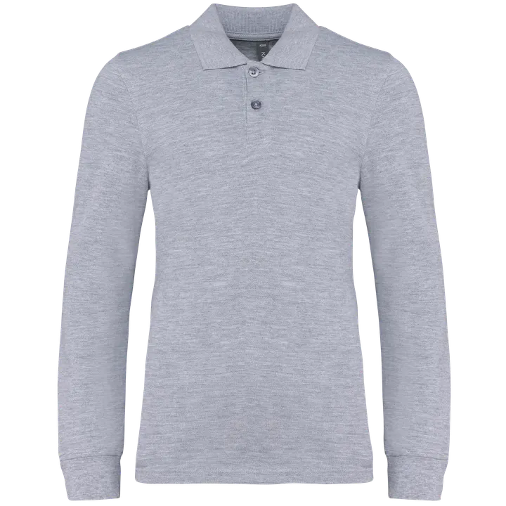 Polohemd mit langen Ärmeln für Kinder. Oxford Grey