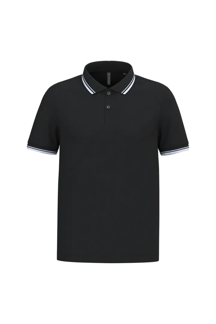 Herren Poloshirt mit kurzen Ärmeln und kontrastfarbenen Paspeln Black / White