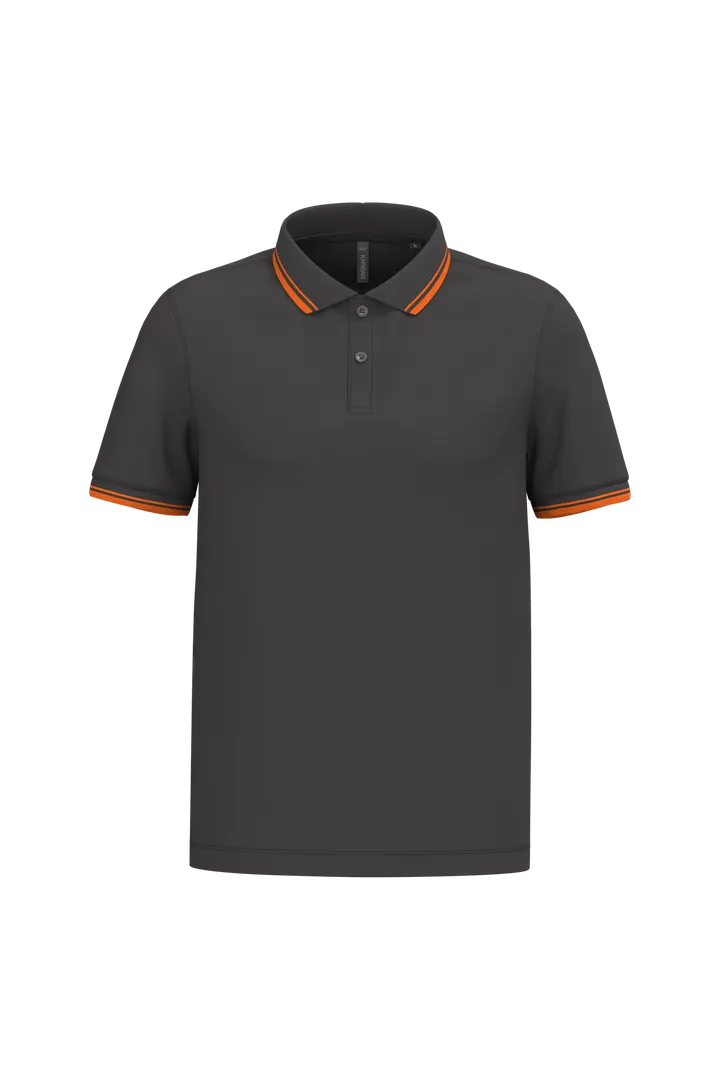 Herren Poloshirt mit kurzen Ärmeln und kontrastfarbenen Paspeln Dark Grey / Orange