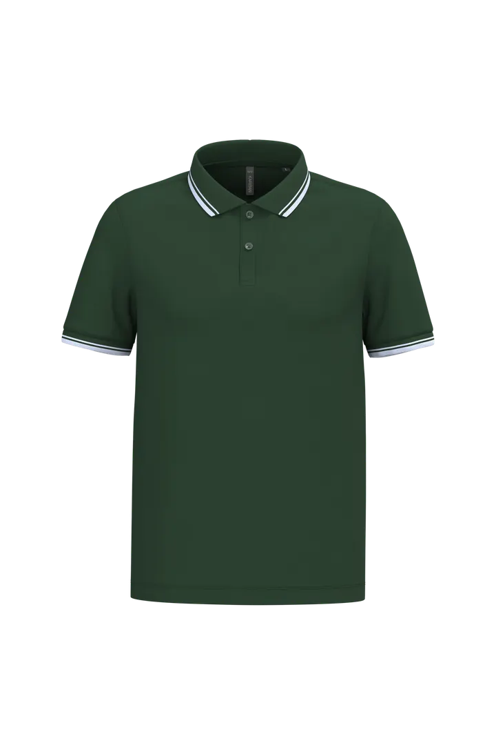 Herren Poloshirt mit kurzen Ärmeln und kontrastfarbenen Paspeln Forest Green / White