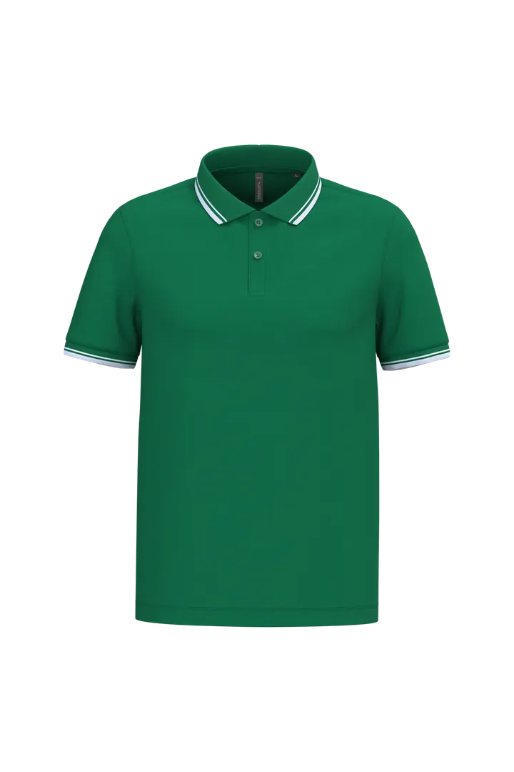 Herren Poloshirt mit kurzen Ärmeln und kontrastfarbenen Paspeln Kelly Green / White
