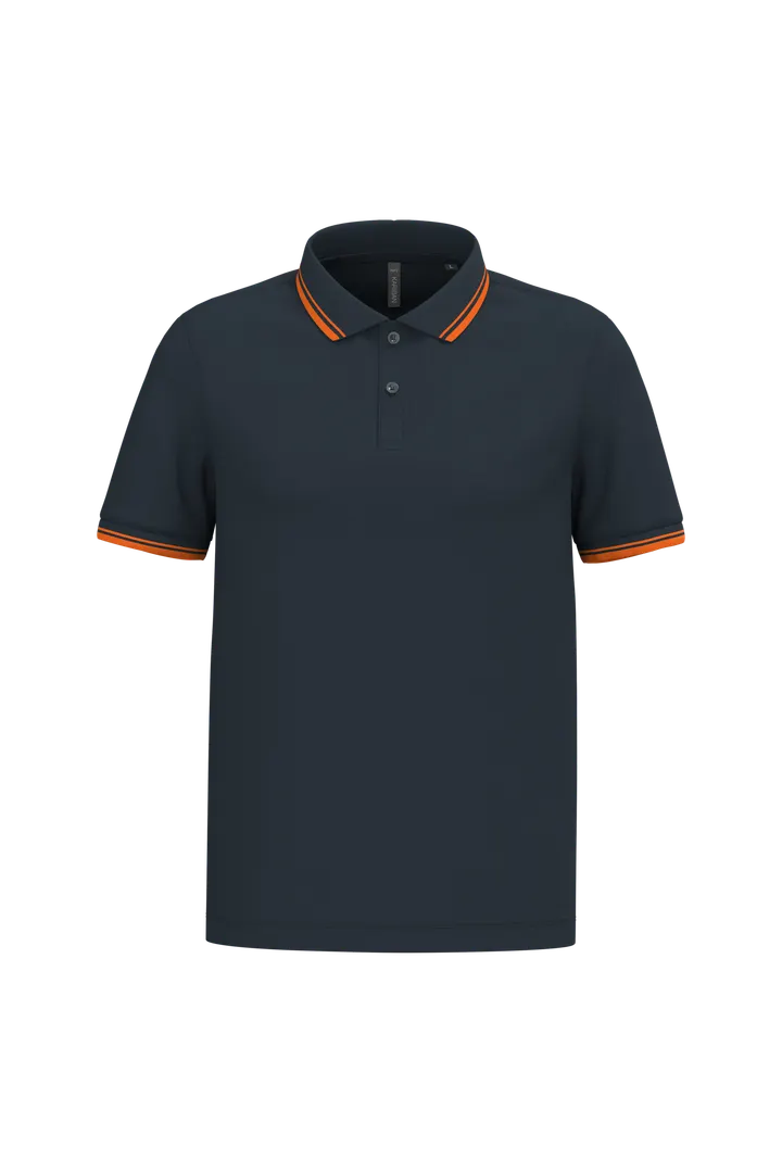 Herren Poloshirt mit kurzen Ärmeln und kontrastfarbenen Paspeln Navy / Orange