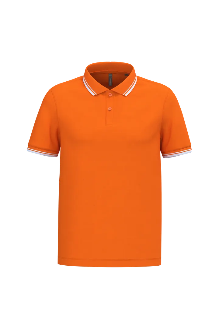 Herren Poloshirt mit kurzen Ärmeln und kontrastfarbenen Paspeln Orange / White