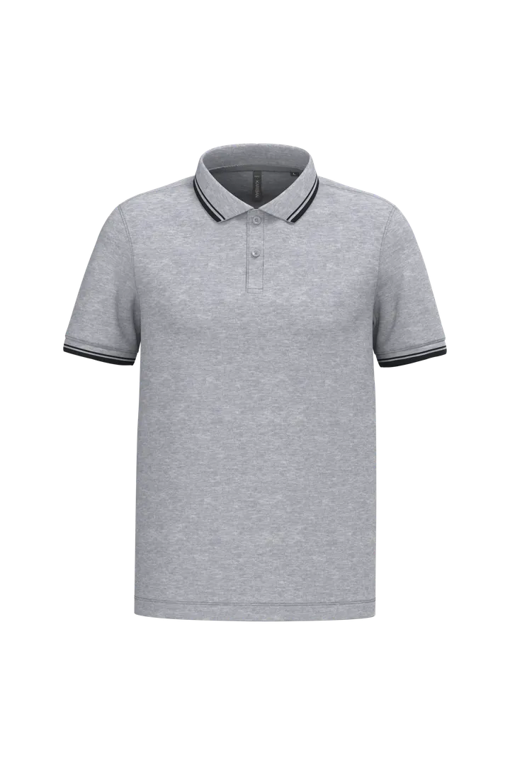 Herren Poloshirt mit kurzen Ärmeln und kontrastfarbenen Paspeln Oxford Grey / Black