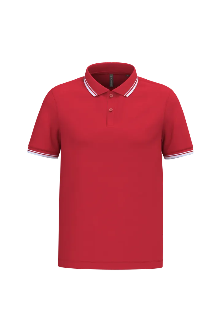 Herren Poloshirt mit kurzen Ärmeln und kontrastfarbenen Paspeln Red / White