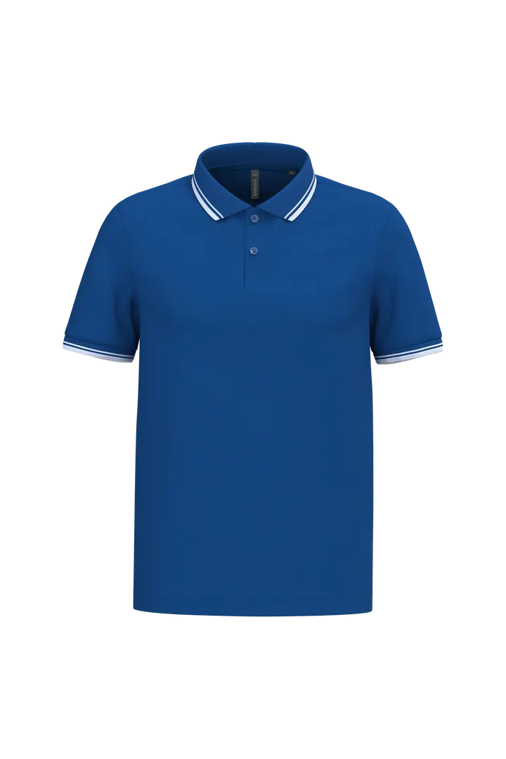 Herren Poloshirt mit kurzen Ärmeln und kontrastfarbenen Paspeln Royal Blue / White