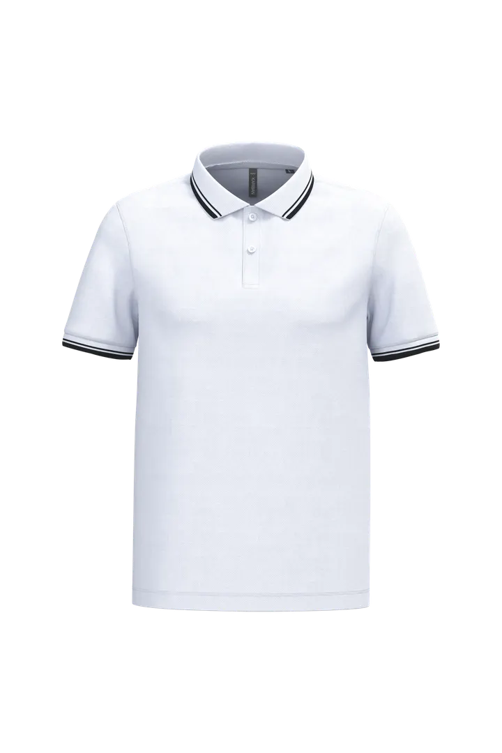 Herren Poloshirt mit kurzen Ärmeln und kontrastfarbenen Paspeln White / Black