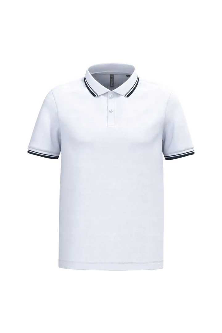 Herren Poloshirt mit kurzen Ärmeln und kontrastfarbenen Paspeln White / Navy