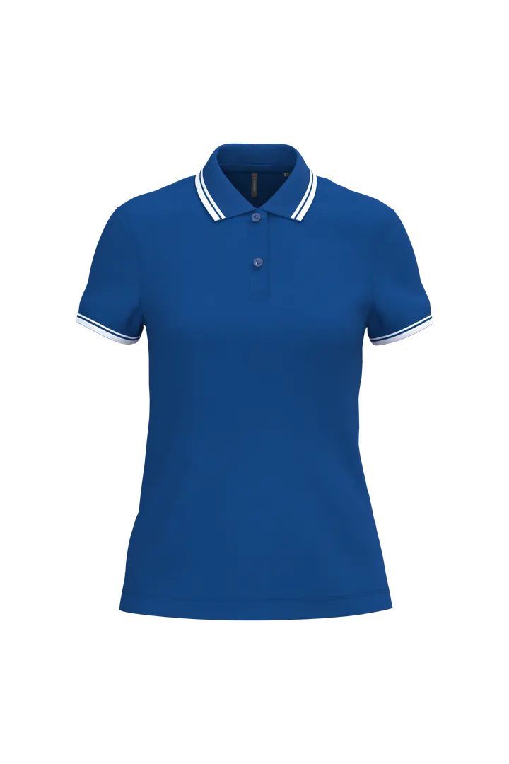 Damen Poloshirt mit kurzen Ärmeln und kontrastfarbenen Paspeln Royal Blue / White