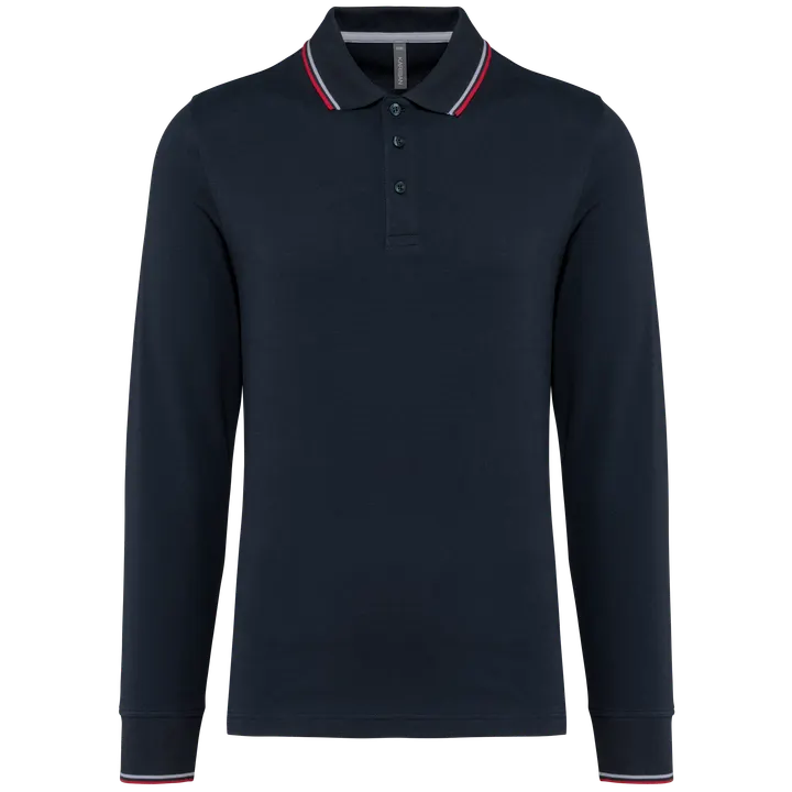 Langarm-Polohemd aus Piqué für Herren Navy / Red / White