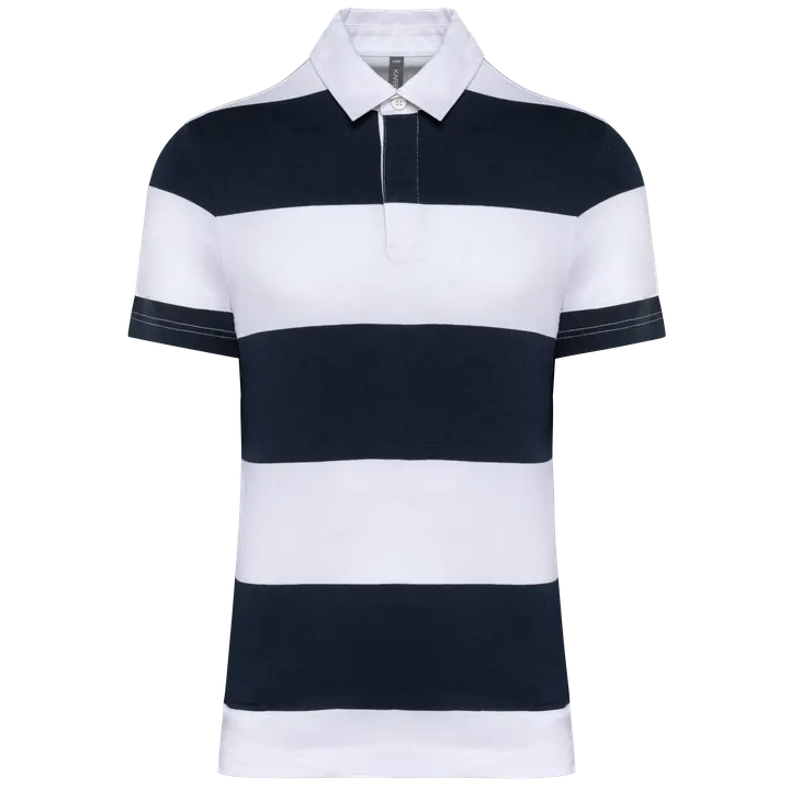 Polo rugby rayé manches courtes unisexe Navy / White Stripes