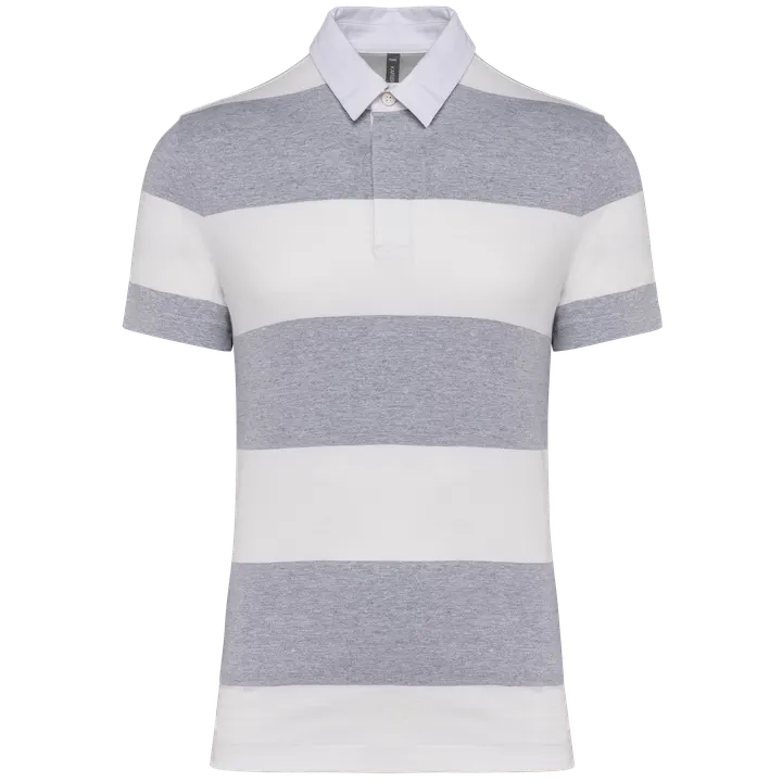 Polo rugby rayé manches courtes unisexe Oxford Grey / White Stripes