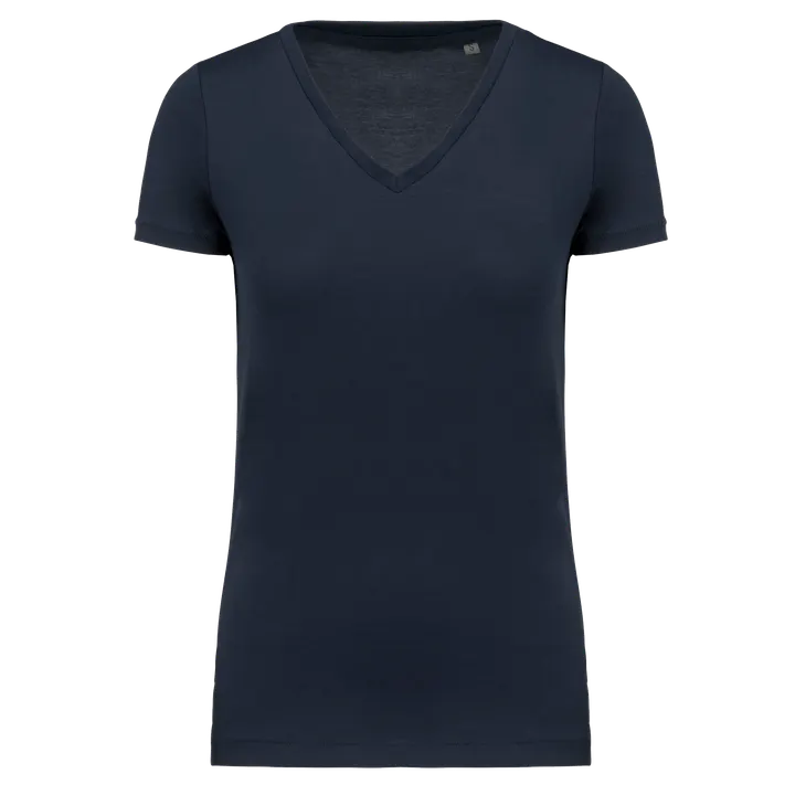 Damen-T-Shirt Supima® mit V-Ausschnitt und kurzen Ärmeln Navy