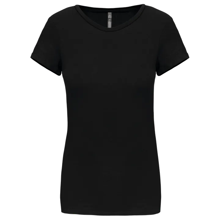 T-shirt col rond manches courtes femme Black