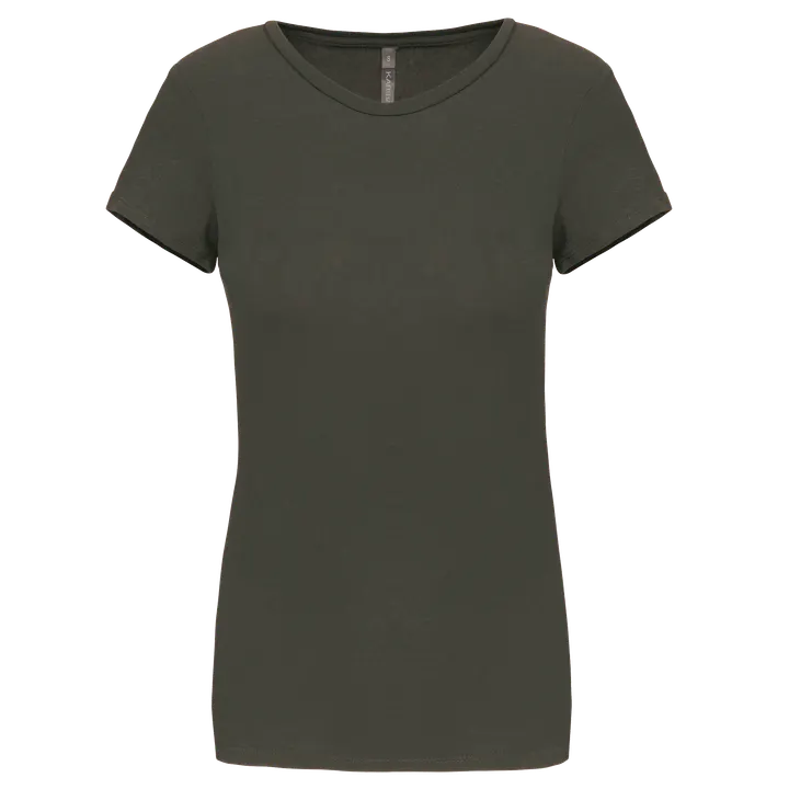 T-shirt col rond manches courtes femme Dark Khaki