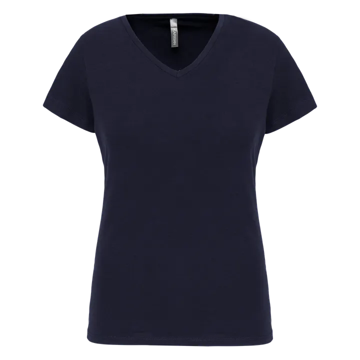 Kurzarm-Damen-T-Shirt mit V-Ausschnitt Navy