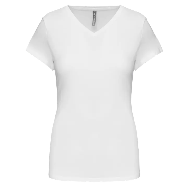 Kurzarm-Damen-T-Shirt mit V-Ausschnitt White