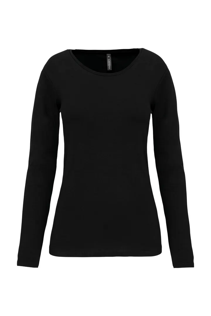 Damen Langarm-T-Shirt mit Rundhalsausschnitt Black