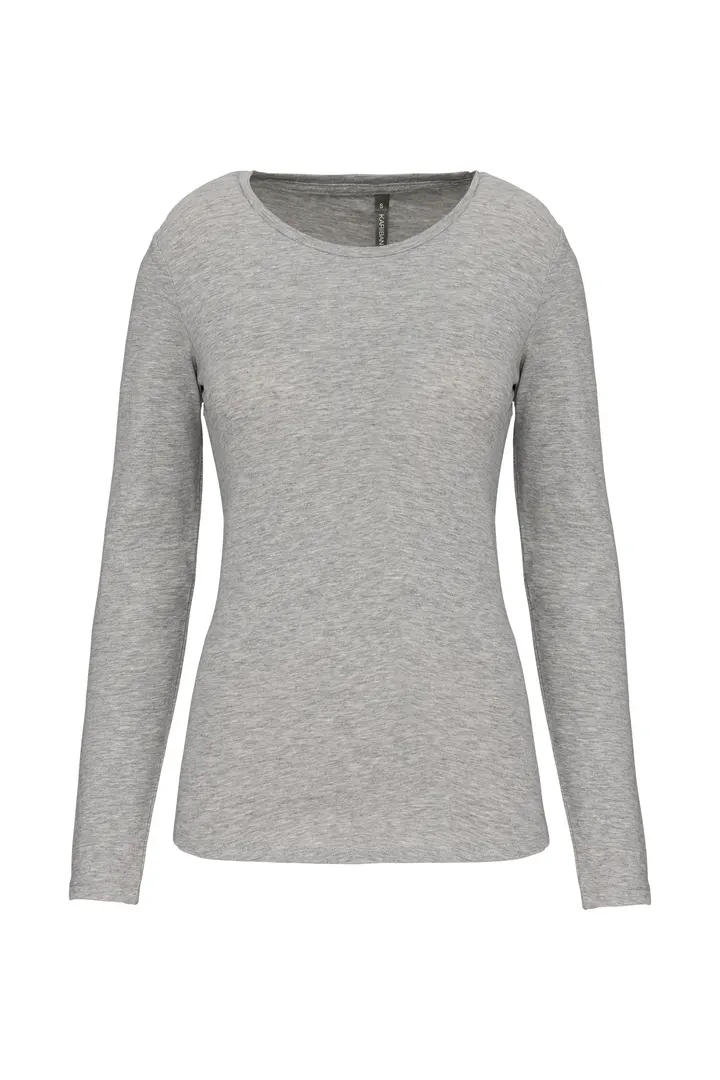 Damen Langarm-T-Shirt mit Rundhalsausschnitt Light grey heather