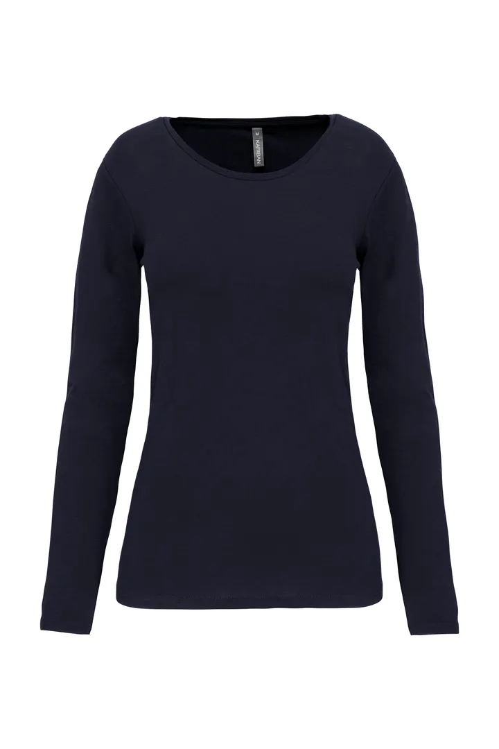 Damen Langarm-T-Shirt mit Rundhalsausschnitt Navy