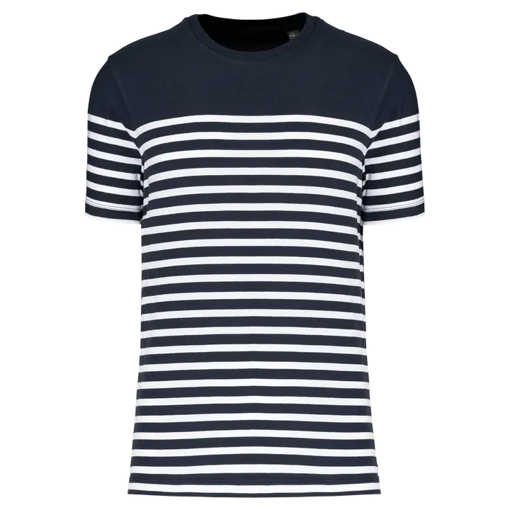 T-Shirt im Marine-Stil mit Rundhalsausschnitt Bio Herren Navy / White Stripes